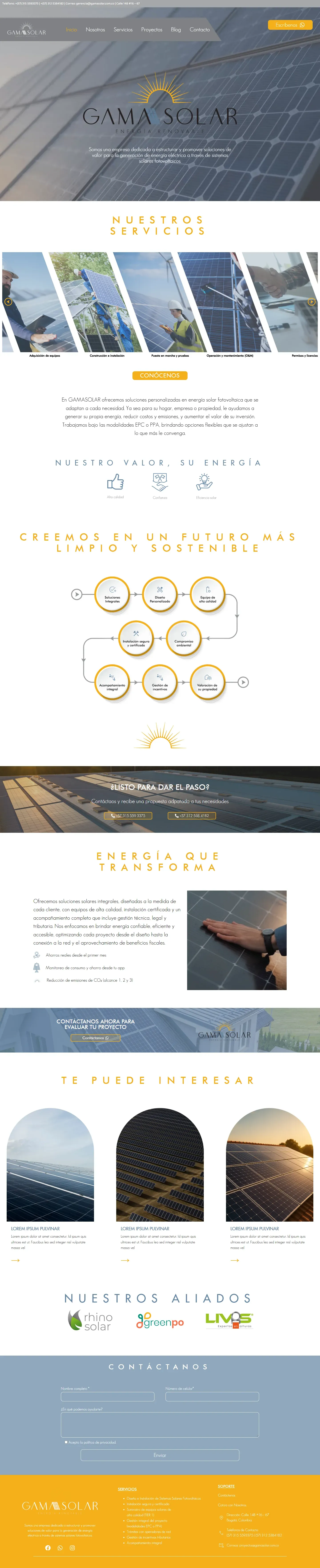 Captura del sitio de Gama Solar