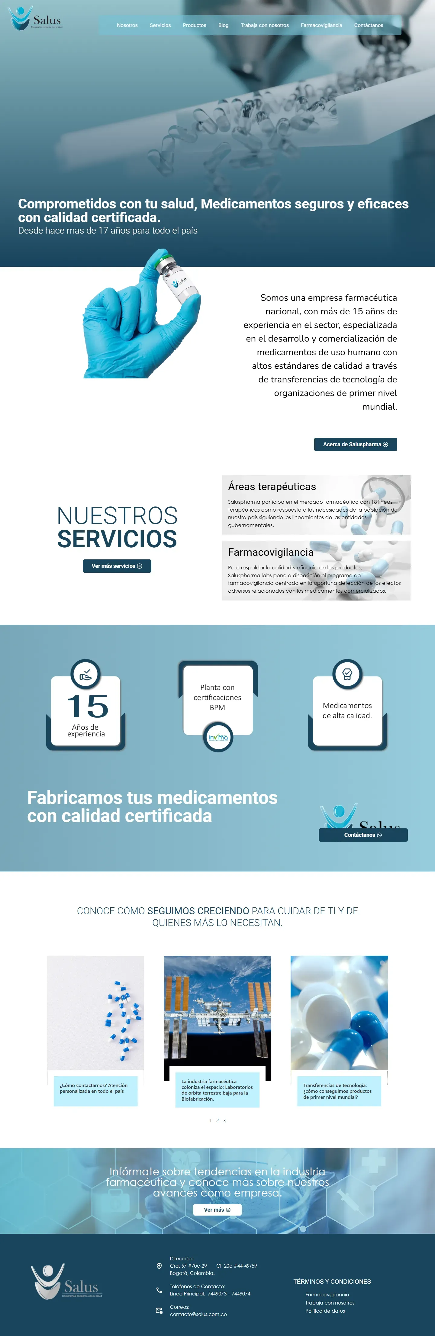 Captura del sitio de Salus Pharma