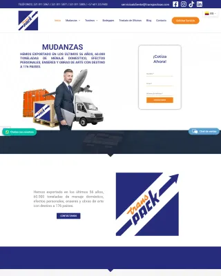 Captura del sitio de Transpack